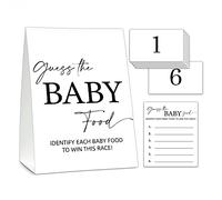 Guess The Baby Food Game, Modern Black and White Baby Shower Game Card Set, Minimalist Boy Girl Gender Neutral Baby Shower Supplies-B04