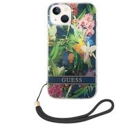 Guess TPU Floral Pattern iPhone 14 Case with Removable Wrist Strap, Multicolor
