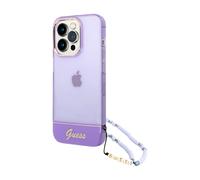 Guess Translucent Pearl Strap Purple Case - iPhone 14 Pro Max