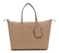 GUESS Travel Bag with Laptop Compartment Latona Carryon Large Tote Latte Logo Light Brown