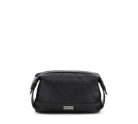 Guess Travel Toiletry Bag, Toiletry Bag with Embossed Logo, Black, Faux Leather