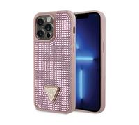 Guess Triangle Metal Logo Rhinestone Pink Case - iPhone 14 Pro Max