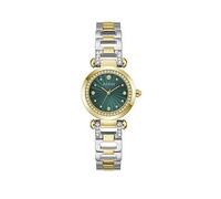 Guess two tone case, sunray green dial, two tone bracelet with adjustable G links, Multi, Women Print