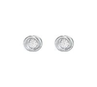 Guess Silver Tone Perfect Mini Links Crystal 8mm Stud Earrings