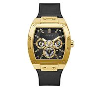 Guess US Men's Black and Gold-Tone Square Multifunction Watch, one