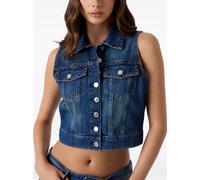 GUESS USA Jill stud-embellished denim vest - Blue XS-S-M-L