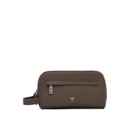 GUESS USA small Milano double-zip logo wash bag - Brown One Size