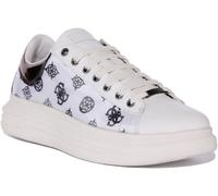 Guess Vibo Womens Lace Up Low Trainers In White Silver Size UK 3 - 8