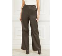 GUESS Vixen Wide Leg Pant Olive Leather Branch size 38 | Leather Pants Outlet | Women | Green 38
