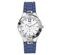 Guess W10615L3 Women's Watch Analogue Quartz White Dial Black Silicone Strap (Blue)