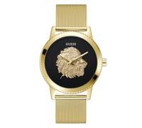Guess Men's Gold Tone Logo Head Detail Gold Tone Mesh Strap Watch