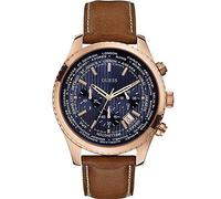 Guess Watch W0500G1 Men's Chronograph Watch - Brown Leather Strap - Blue Dial