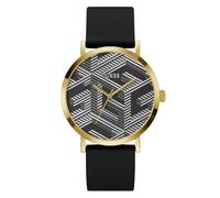 Guess Bossed Men's Patterned Dial Black Silicone Strap Watch