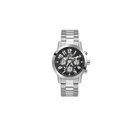 GUESS Men Black Round Stainless Steel Dial Analog Watch- GW0627G1, Silver, Onesize, Classic