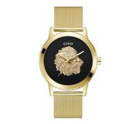 Guess Men's Gold Tone Logo Head Detail Gold Tone Mesh Strap Watch