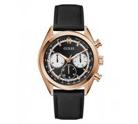 Guess Watches Guess Gents Dawson Multifunction Dial Black Leather Strap Watch