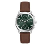 Guess Men’s Palmer Green Dial Light Brown Leather Strap Watch GW1049G1 | Acotis - Mineral lens / Stainless Steel / Leather