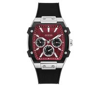 Guess Watches Guess Gents Phoenix Multifunction Red Dial Black Silicone Strap Watch