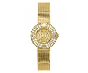 Guess Watches Guess Ladies Dream CZ Yellow Gold Tone Stainless Steel Mesh Strap Watch