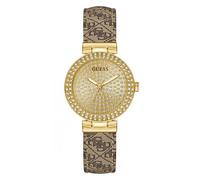 Guess Watches Guess Ladies Ivy CZ Dial Logo Beige Leather Strap Watch