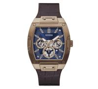 Guess Men's Watch Phoenix GW0202G2 Rectangle Chronograph Dial Brown Silicone Strap