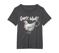 Guess What - Chicken Animal Lover Farmyard Rancher Farmer T-Shirt, Women's Plus, Dark Heather Grey, 2X