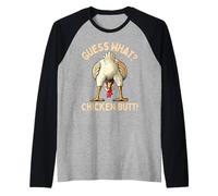 Guess What Chicken Butt Chicken Lover Funny Chicken Meme Raglan Baseball Tee