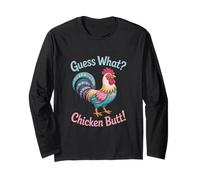Guess What Chicken Butt Funny Animal Joke Design Long Sleeve T-Shirt