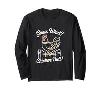 Guess What Chicken Butt Funny Animal Joke Design Long Sleeve T-Shirt