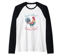 Guess What Chicken Butt Funny Animal Joke Design Raglan Baseball Tee