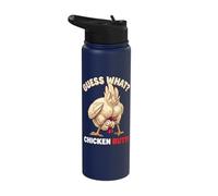 Guess What Chicken Butt Funny Chicken Men Women Kids Stainless Steel Insulated Water Bottle