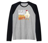 Guess What Chicken Butt Funny Retro Humor Joke Kids Raglan Baseball Tee