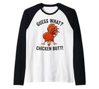 Guess What Chicken Butt Funny Rooster Raglan Baseball Tee