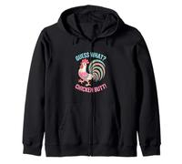 Guess What Chicken Butt Light Humor Retro Design Zip Hoodie