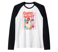 Guess What Chicken Funny Rooster Sunglasses Raglan Baseball Tee