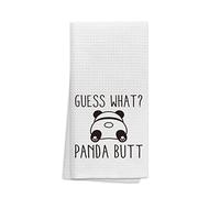 Guess What Cute Panda Highly Absorbent Kitchen Towels Dish Towels Dishcloth,Funny Panda Bear Hand Towel Tea Towel for Bathroom Kitchen Decor,Gifts for Panda Lovers