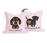 Guess What Dachshund Butt Pink Funny Dog Reversible Throw Pillow Covers Decorate Home Bedroom Living Room Girls Room Kids Room,18x18 Inch Pillowcase,Dachshund Mom Owners Dog Lovers Girls Kids Gifts