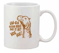 Guess What Day it is Humpday Hump Day Camel Coffee Mug White Brown