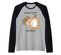 Guess What Dog Butt Kitty Adult Humor Sarcastic Fun Raglan Baseball Tee