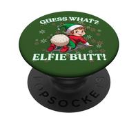 Guess What Elfie Butt Christmas Crawling Elf Snowflake Fun PopSockets Adhesive PopGrip