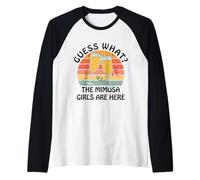 Guess What? Mimosa Girls are Here - Retro Brunch Party Squad Raglan Baseball Tee