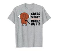 Guess What Monkey Butt Funny Monkey's Butts Monkeys Joke Gag T-Shirt, Men, Heather Grey, Large