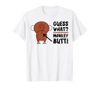 Guess What Monkey Butt Funny Monkey's Butts Monkeys Joke Gag T-Shirt, Men, White, Medium