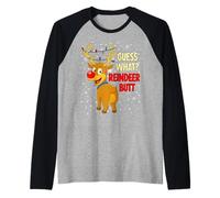 Guess What Reindeer Butt Mens & Boys Funny Ugly Christmas Raglan Baseball Tee