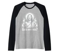 Guess Whos Back Funny Jesus Easter Christian Faith Believer Raglan Baseball Tee