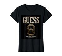 Guess Who's Really Watching Vintage Mystery Eye Graphic Tee Value Graphic T-Shirt, Women, Black, M