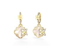 GUESS Wild Flower Women's Gold Tone Crystal Leaf 28mm Huggie Earrings