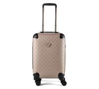 GUESS Cabin Suitcase with Swivel Wheels, Beige with Logo Pattern, TSA Lock, Organized Interior