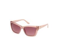 Guess Woman GU00098 57F Sunglasses Injected Beige Brown Cat Eye Normal Shaded