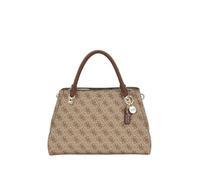 GUESS Womens Noelle Satchel Bag Latte Logo One Size